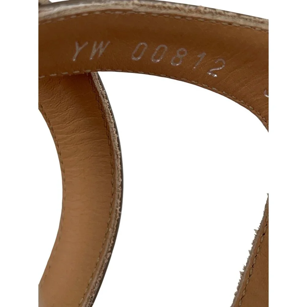 Salvatore Ferragamo Brown Patent Leather Cork‎ Wedge Sandals Adjustable 9.5